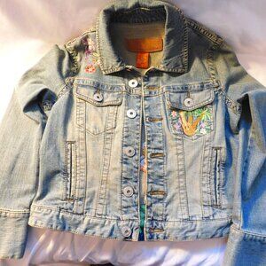 Christopher Blue Denim Blue Jean jacket Embroidered Size Woman's Small
